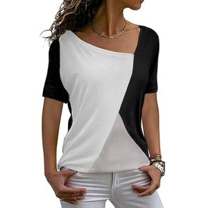 Black, White and Cream Tri-Colorblock Blouse Top